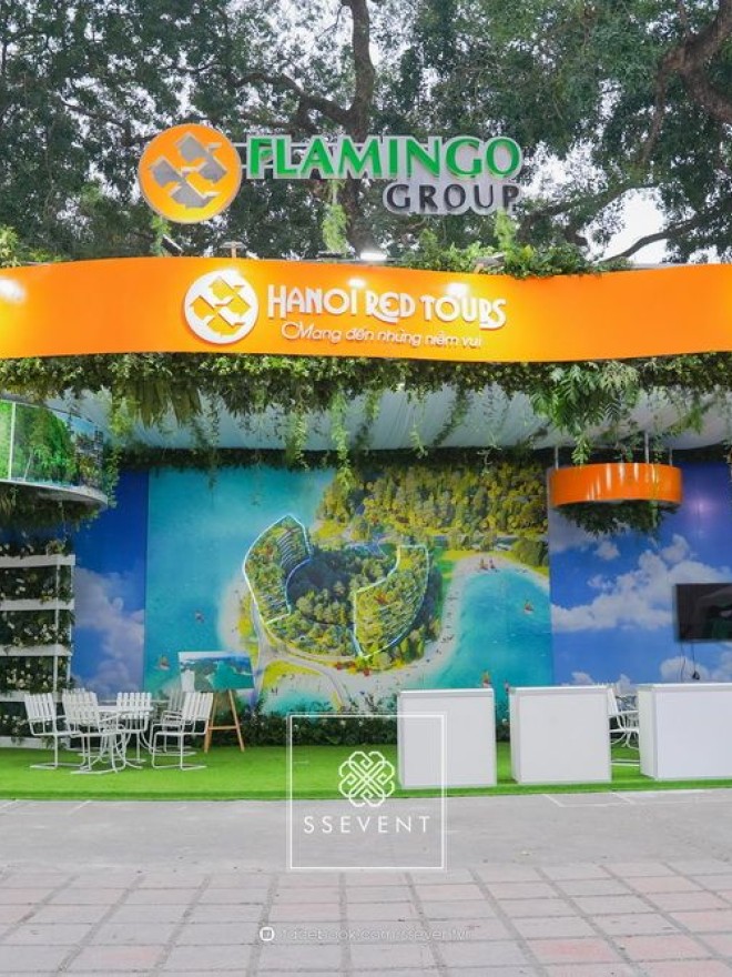 Setup gian hàng Flamingo Group tại Triển Lãm Du Lịch
