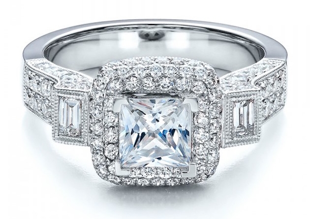 Princess Cut Halo Engagement Ring - Vanna K