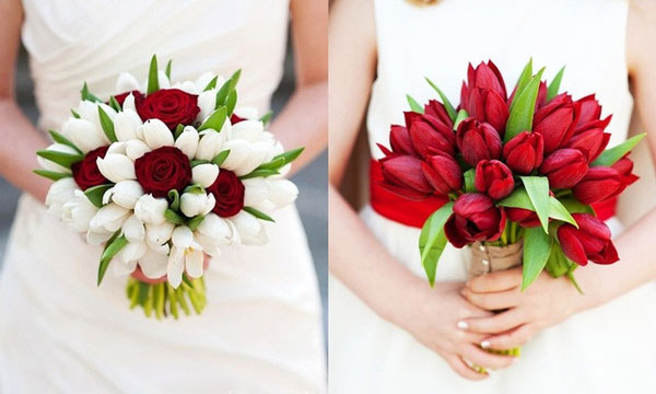 Hoa tulip làm hoa cầm tay cô dâu