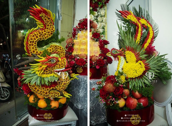 mâm quả tráp rồng phượng