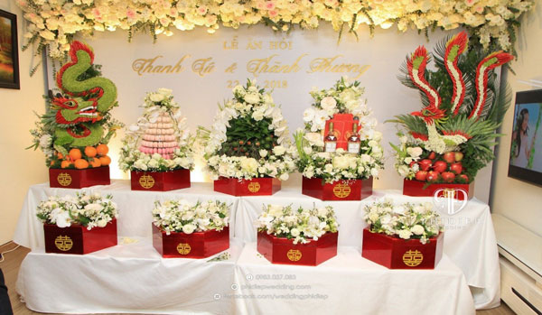 mâm tráp ăn hỏi rồng phượng