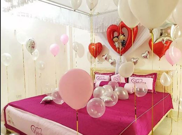 mẫu trang trí phòng cưới bằng bóng bay